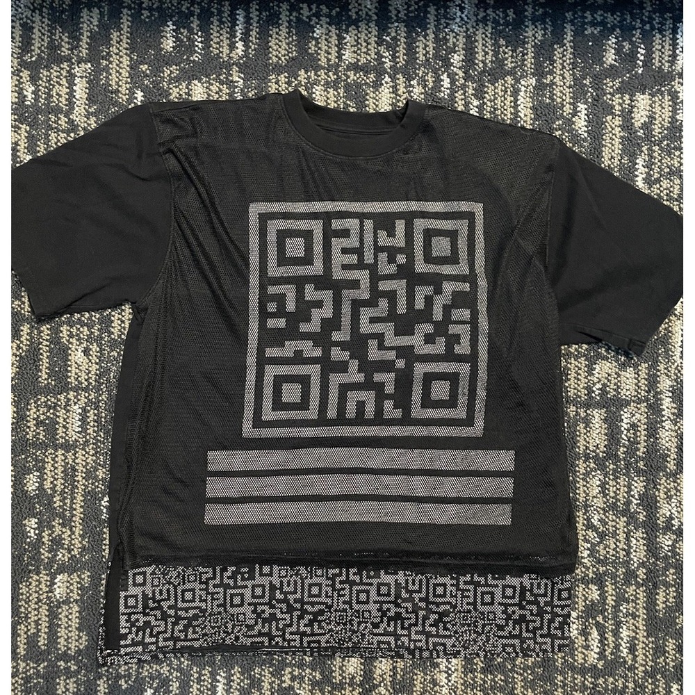 Contender Men's Black Net T-Shirt Geometric Design Mesh Layer Size XL